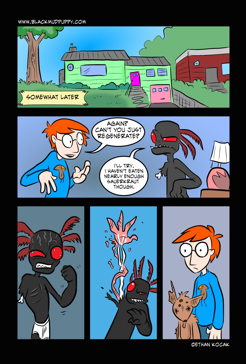 Fun fact: The house in the 1st panel is the house I lived in as an angsty teenager. It really had that color door.